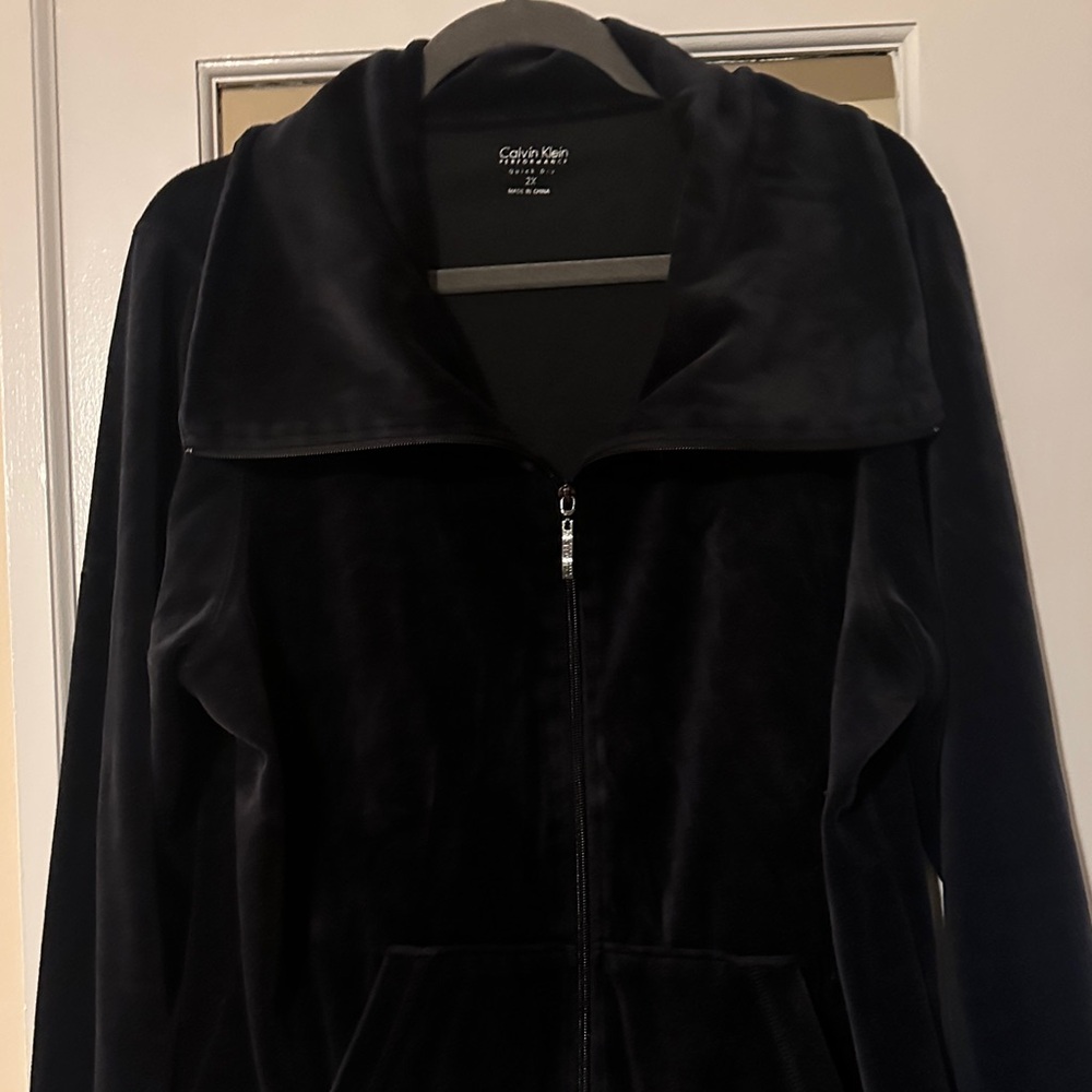 Calvin Klein Women's Black Velour Zip Up